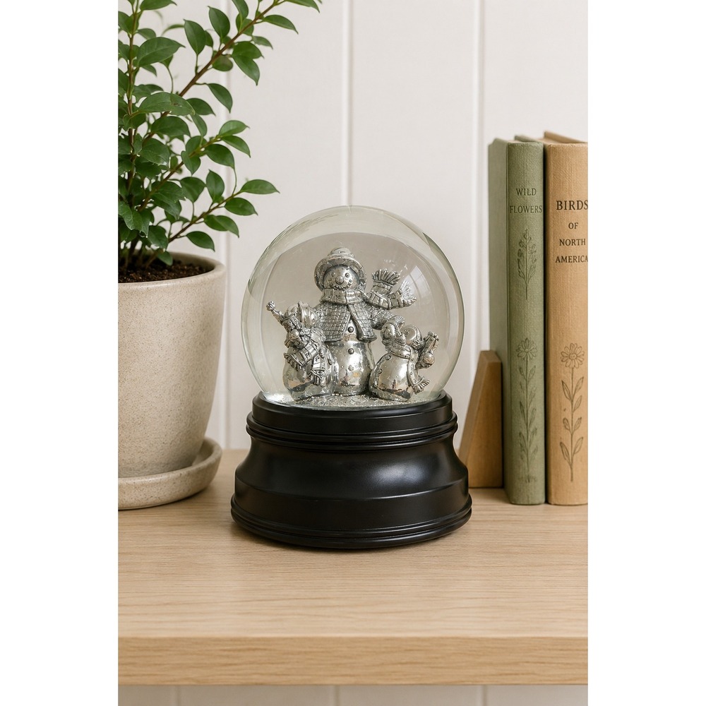 LED Snowman Water Globe Blower Snow Lantern Black White Christmas Decor New Box